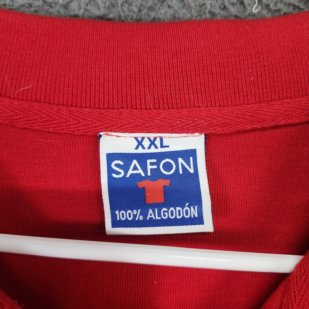 SAFON Polo Shirt Mens 2XL Red España Spain Crest Number 5 Soccer Cotton Jersey - Picture 3 of 9